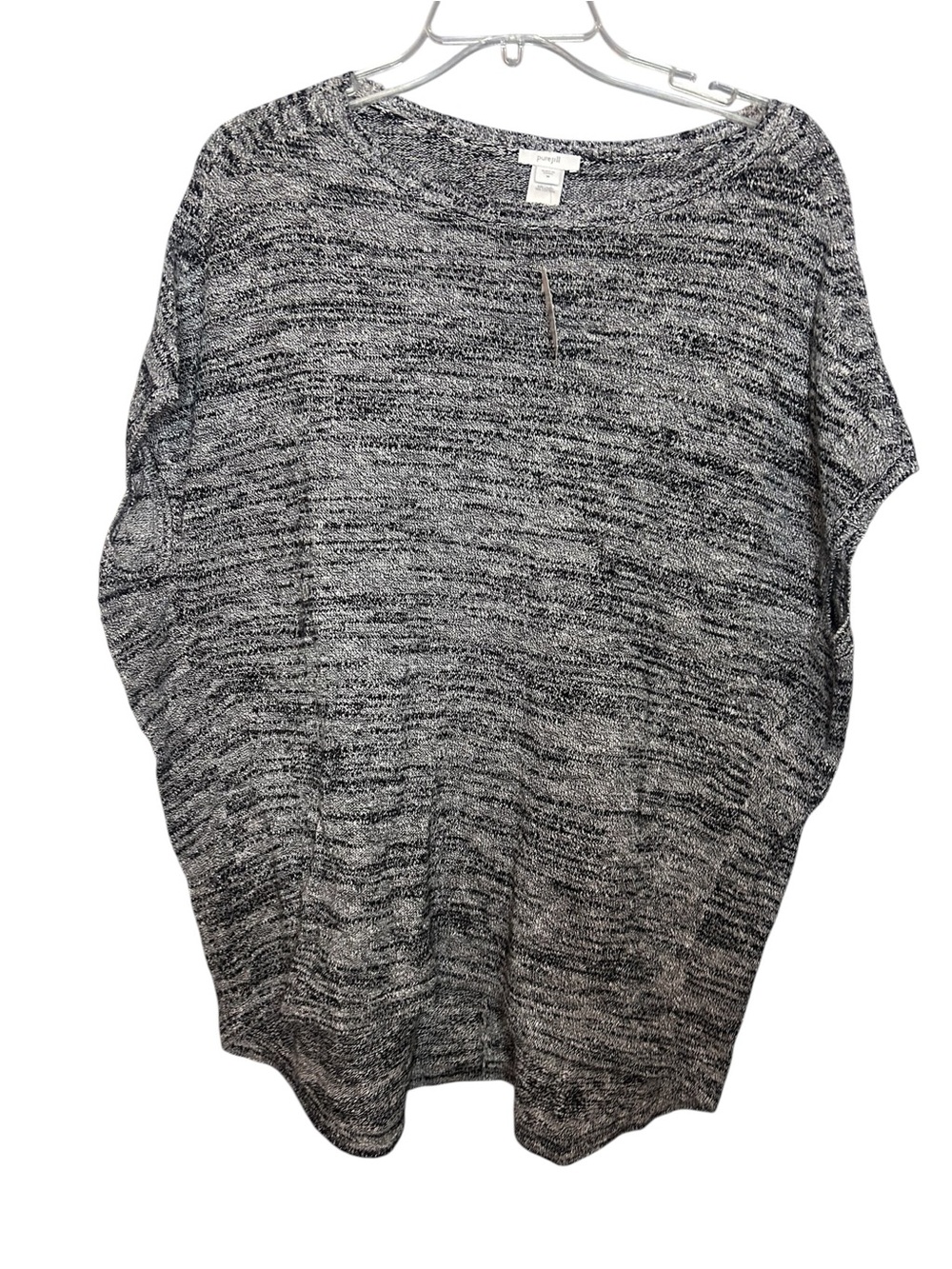 Pure Jill Linen Cotton Marled Knit Sweater Top Black White Medium NWT